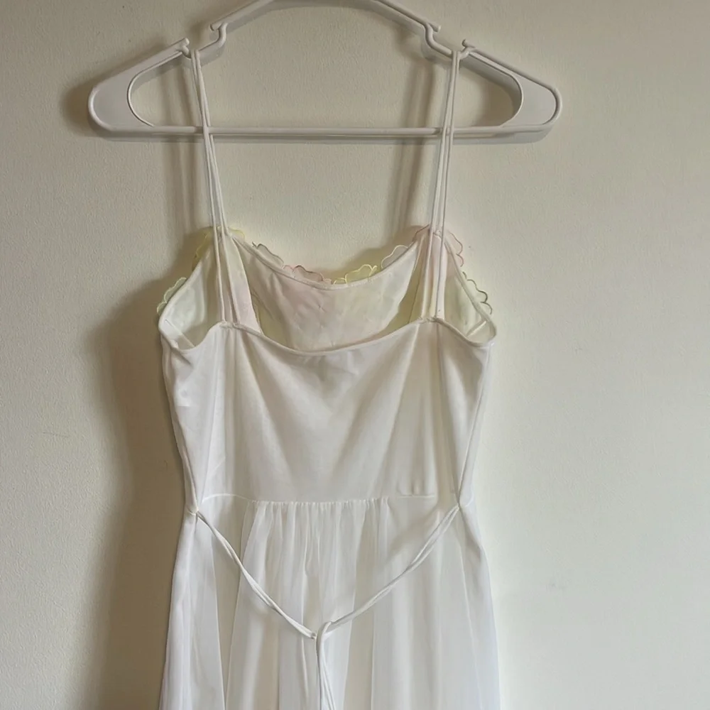 Warner’s Chemise Nightie SM White Romantic Appliqué VTG Slip Floral Chiffon - Picture 6 of 15
